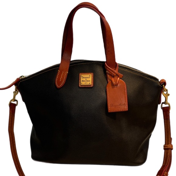 Dooney & Bourke Handbags - Dooney & Bourke Pebble Black and Brown Satchel Bag